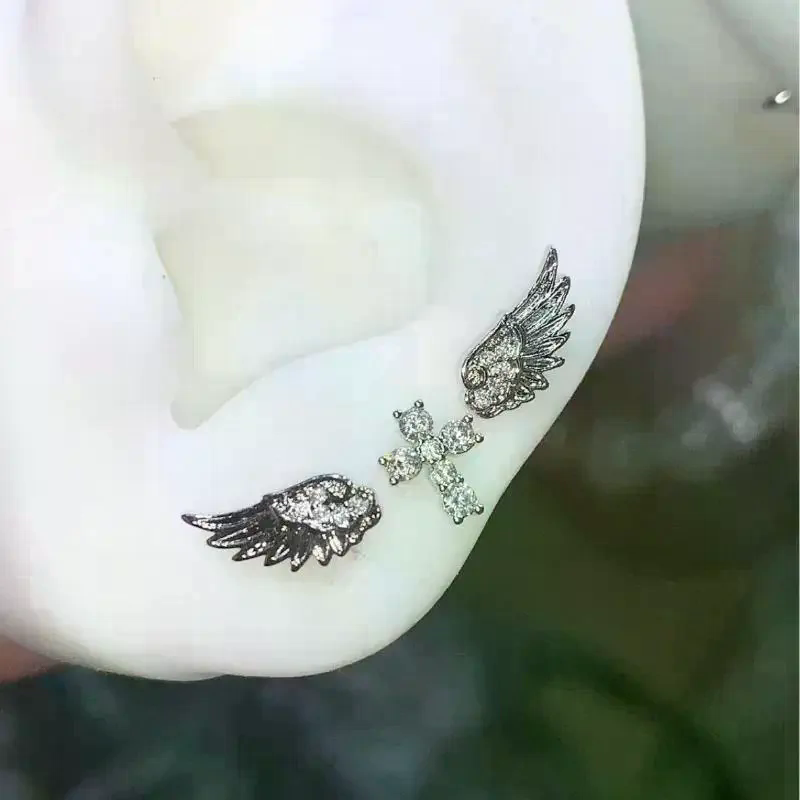 Luxury Lifestyle Jewelry - 天使の羽のクロスイヤリング 高級ヴィンテージスタイルのダングルジュエリー 女性用ギフト イブニングパーティーや日常生活に